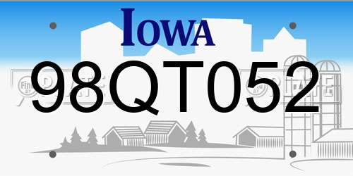 98QT052 Iowa License Plate