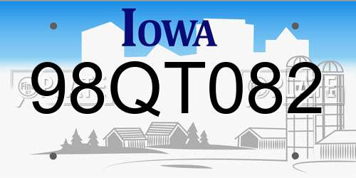 98QT082 Iowa License Plate