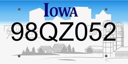 98QZ052 Iowa License Plate