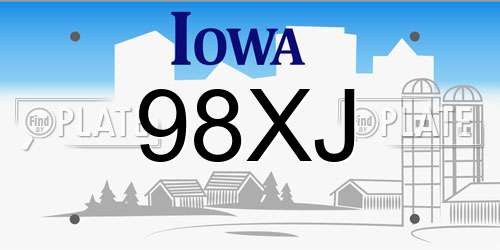 98XJ Iowa License Plate