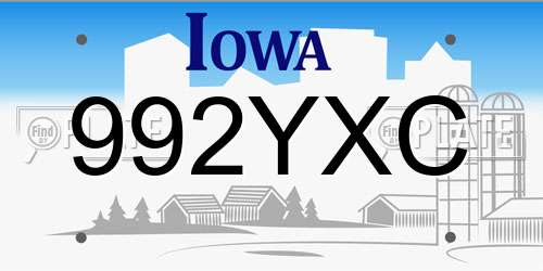 992YXC Iowa License Plate