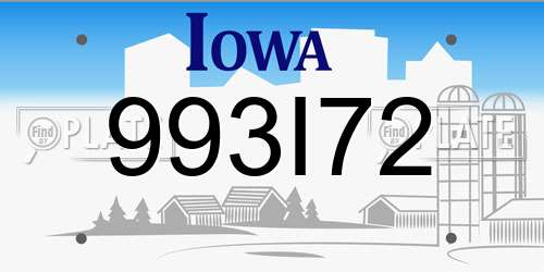 993I72 Iowa License Plate
