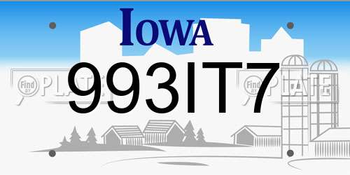 993IT7 Iowa License Plate