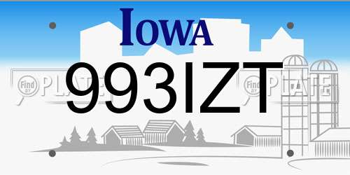993IZT Iowa License Plate