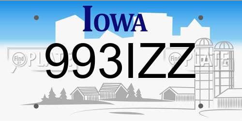 993IZZ Iowa License Plate