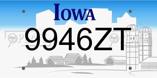 9946ZT Iowa License Plate