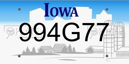 994G77 Iowa License Plate