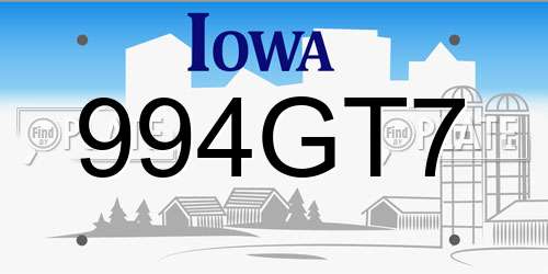 994GT7 Iowa License Plate