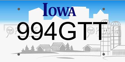 994GTT Iowa License Plate