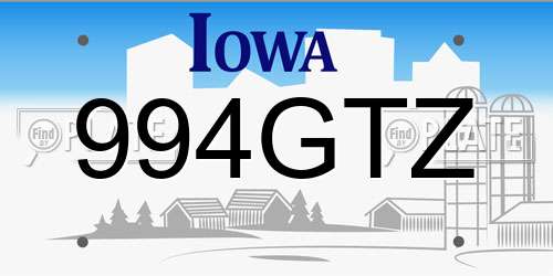 994GTZ Iowa License Plate