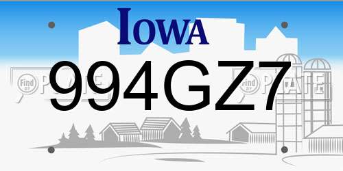 994GZ7 Iowa License Plate