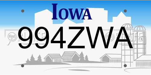 994ZWA Iowa License Plate