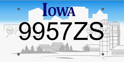 9957ZS Iowa License Plate