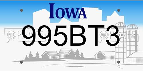 995BT3 Iowa License Plate