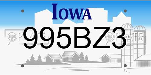 995BZ3 Iowa License Plate