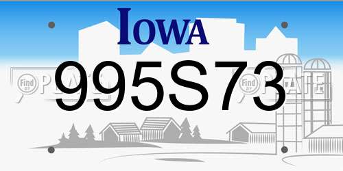 995S73 Iowa License Plate