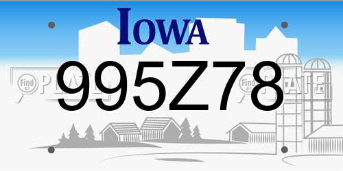 995Z78 Iowa License Plate