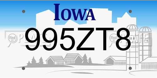 995ZT8 Iowa License Plate