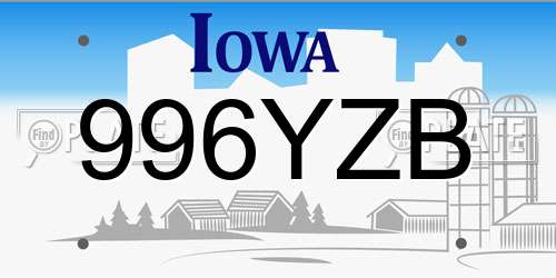 996YZB Iowa License Plate