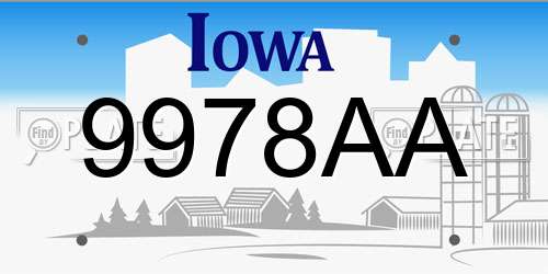 9978AA Iowa License Plate