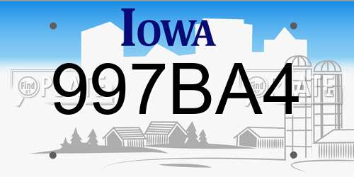 997BA4 Iowa License Plate