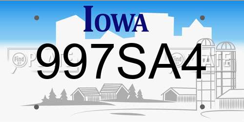 997SA4 Iowa License Plate