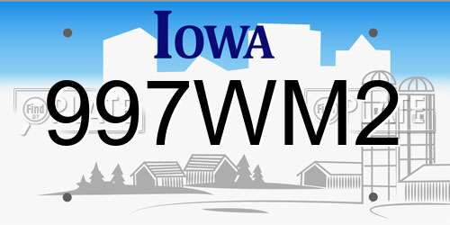 997WM2 Iowa License Plate
