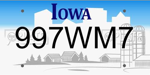 997WM7 Iowa License Plate