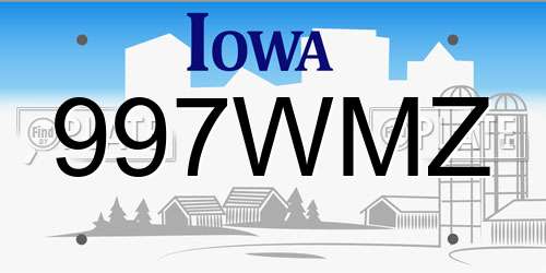 997WMZ Iowa License Plate