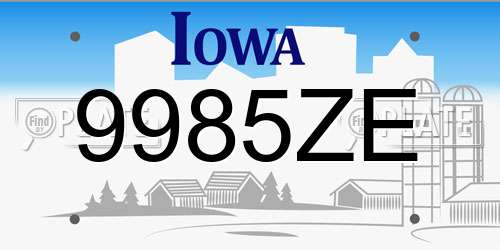 9985ZE Iowa License Plate