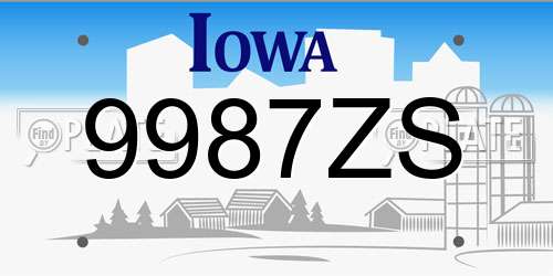 9987ZS Iowa License Plate