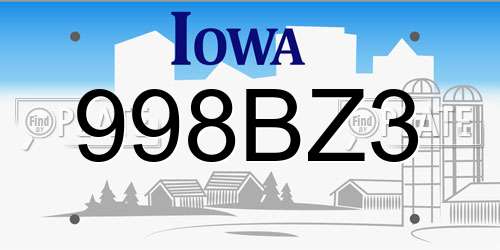 998BZ3 Iowa License Plate