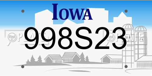 998S23 Iowa License Plate