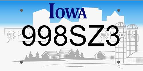 998SZ3 Iowa License Plate