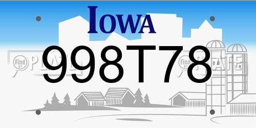 998T78 Iowa License Plate