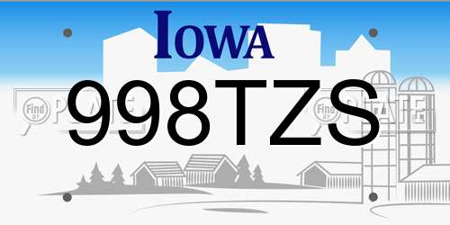 998TZS Iowa License Plate