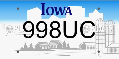 998UC Iowa License Plate