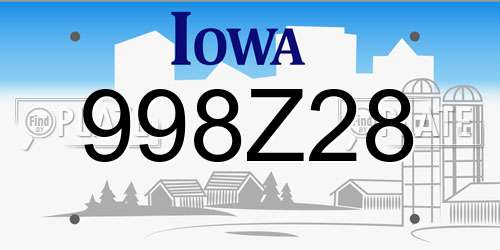 998Z28 Iowa License Plate