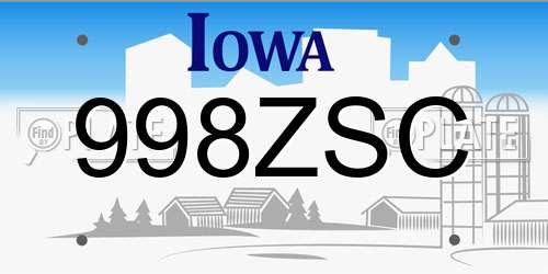 998ZSC Iowa License Plate