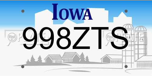 998ZTS Iowa License Plate