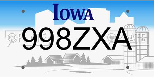 998ZXA Iowa License Plate