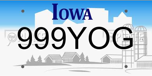 999YOG Iowa License Plate