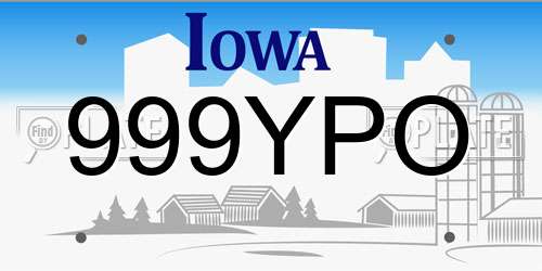 999YPO Iowa License Plate