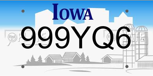999YQ6 Iowa License Plate