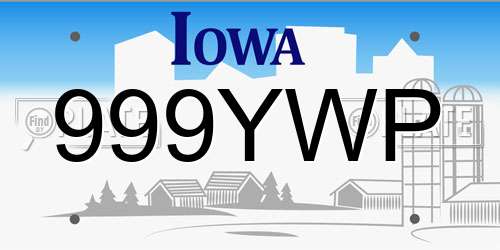 999YWP Iowa License Plate