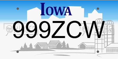 999ZCW Iowa License Plate