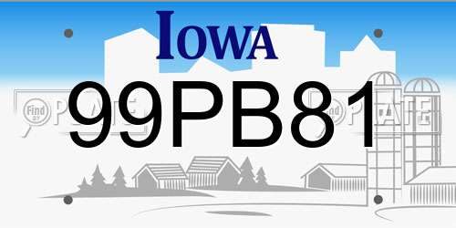 99PB81 Iowa License Plate