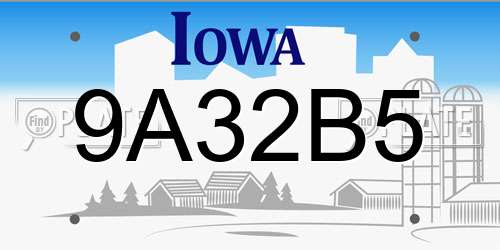 9A32B5 Iowa License Plate