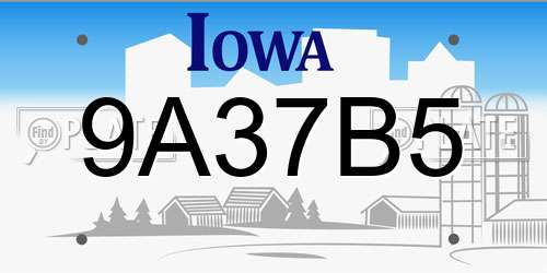 9A37B5 Iowa License Plate