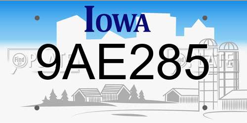 9AE285 Iowa License Plate